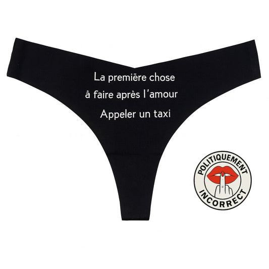 La première chose à faire après l’amour, appeler un taxi. Tanga Femme