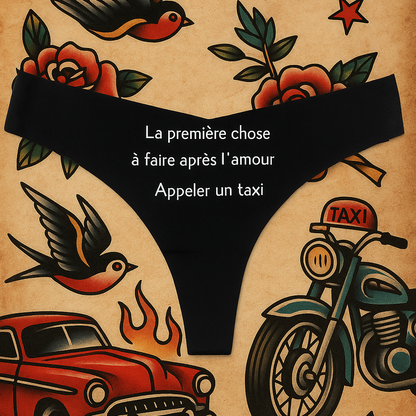 La première chose à faire après l’amour, appeler un taxi. Tanga Femme