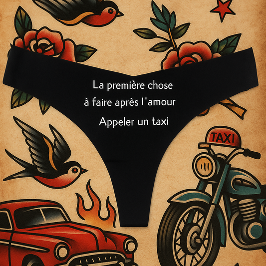 La première chose à faire après l’amour, appeler un taxi. Tanga Femme